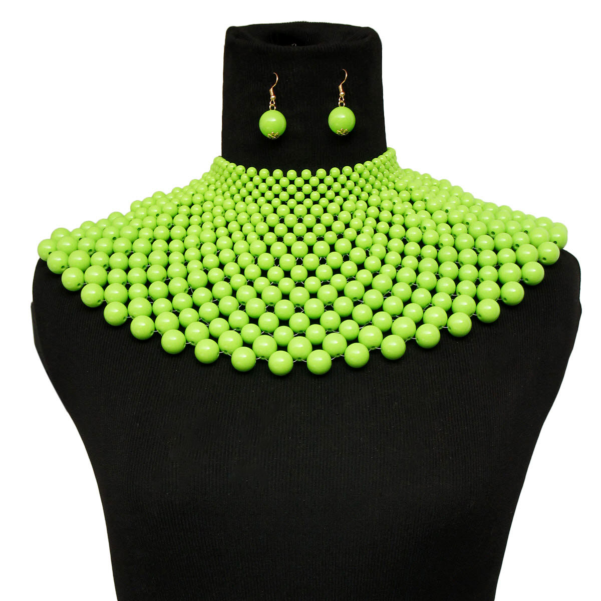 Lime Bead Bib Necklace Set Browsebrooklyn