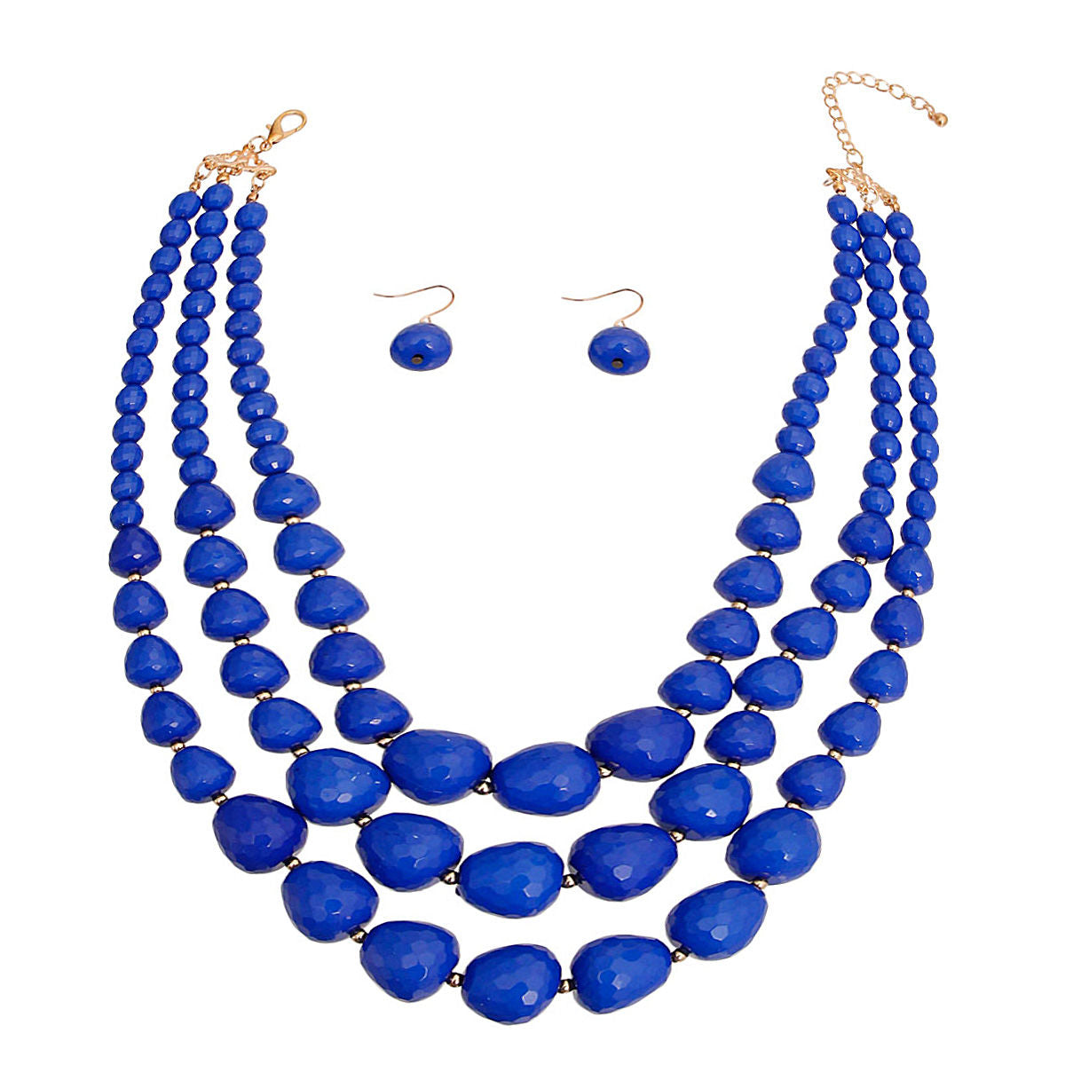 Blue Cylinder Bead Necklace 18″ Blue Browsebrooklyn 