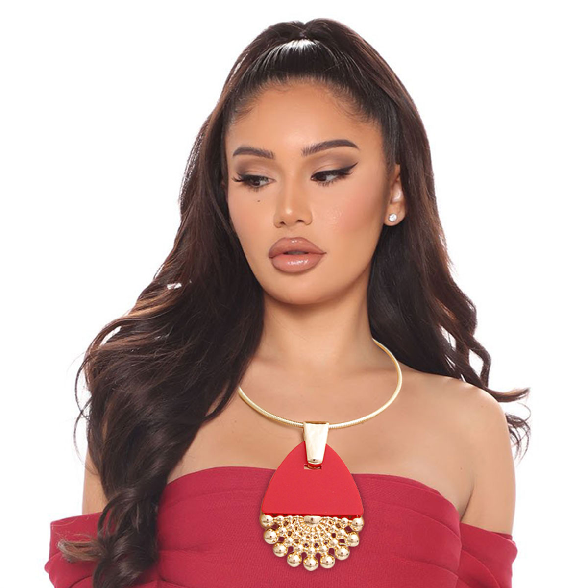 Red Teardrop Burst Necklace 18″ Red Browsebrooklyn 